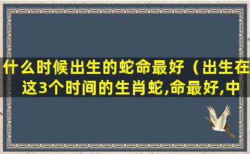 什么时候出生的蛇命最好（出生在这3个时间的生肖蛇,命最好,中年财积如山）