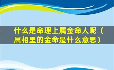 什么是命理上属金命人呢（属相里的金命是什么意思）