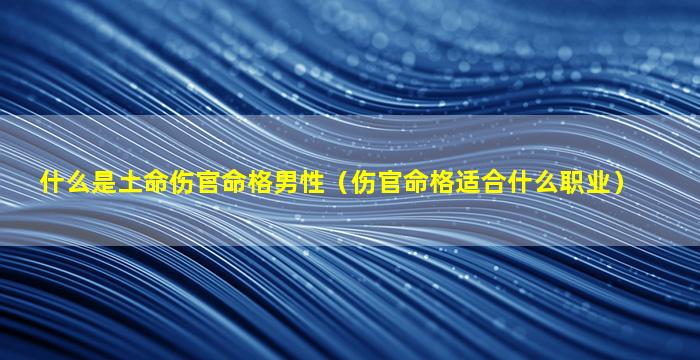 什么是土命伤官命格男性（伤官命格适合什么职业）