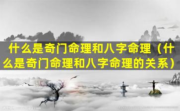 什么是奇门命理和八字命理（什么是奇门命理和八字命理的关系）