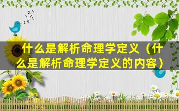 什么是解析命理学定义（什么是解析命理学定义的内容）