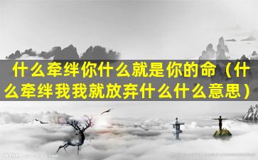 什么牵绊你什么就是你的命（什么牵绊我我就放弃什么什么意思）