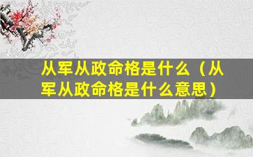 从军从政命格是什么（从军从政命格是什么意思）