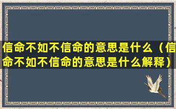 信命不如不信命的意思是什么（信命不如不信命的意思是什么解释）