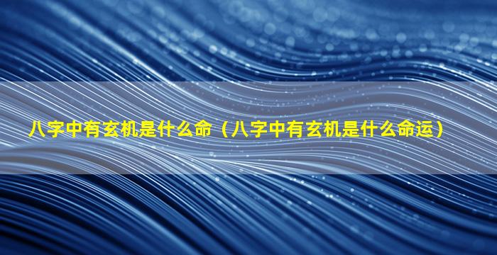 八字中有玄机是什么命（八字中有玄机是什么命运）