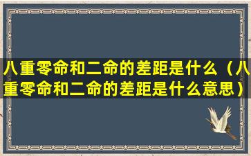 八重零命和二命的差距是什么（八重零命和二命的差距是什么意思）