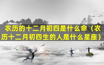 农历的十二月初四是什么命（农历十二月初四生的人是什么星座）