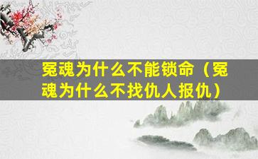 冤魂为什么不能锁命（冤魂为什么不找仇人报仇）