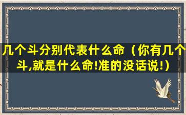 几个斗分别代表什么命（你有几个斗,就是什么命!准的没话说!）