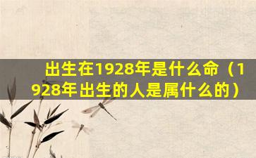 出生在1928年是什么命（1928年出生的人是属什么的）