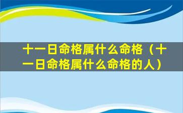 十一日命格属什么命格（十一日命格属什么命格的人）