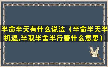 半命半天有什么说法（半命半天半机遇,半取半舍半行善什么意思）