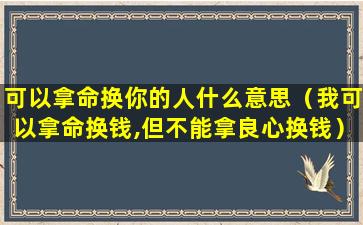 可以拿命换你的人什么意思（我可以拿命换钱,但不能拿良心换钱）