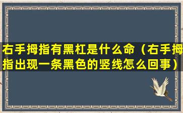 右手拇指有黑杠是什么命（右手拇指出现一条黑色的竖线怎么回事）