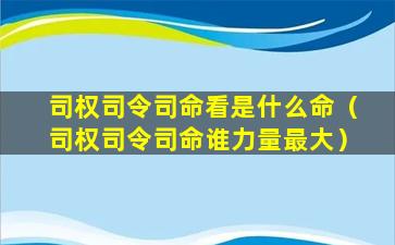 司权司令司命看是什么命（司权司令司命谁力量最大）