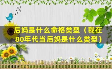 后妈是什么命格类型（我在80年代当后妈是什么类型）