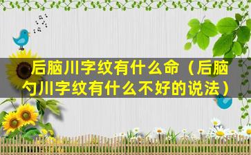 后脑川字纹有什么命（后脑勺川字纹有什么不好的说法）