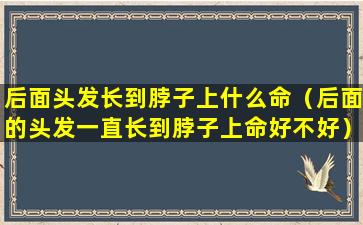 后面头发长到脖子上什么命（后面的头发一直长到脖子上命好不好）