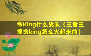 命King什么战队（王者主播命king怎么火起来的）