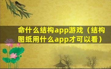 命什么结构app游戏（结构图纸用什么app才可以看）