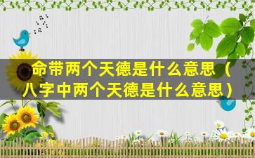 命带两个天德是什么意思（八字中两个天德是什么意思）