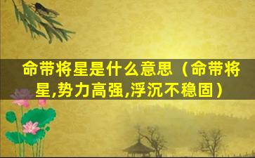 命带将星是什么意思（命带将星,势力高强,浮沉不稳固）