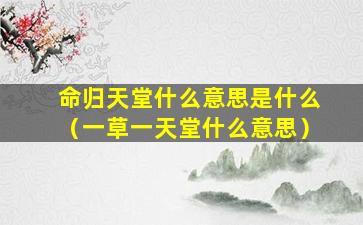 命归天堂什么意思是什么（一草一天堂什么意思）