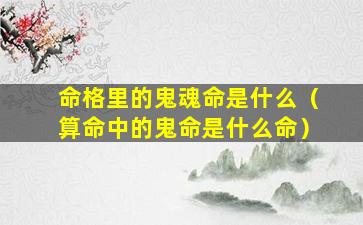 命格里的鬼魂命是什么（算命中的鬼命是什么命）