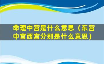 命理中宫是什么意思（东宫中宫西宫分别是什么意思）