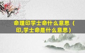 命理印学士命什么意思（印,学士命是什么意思）