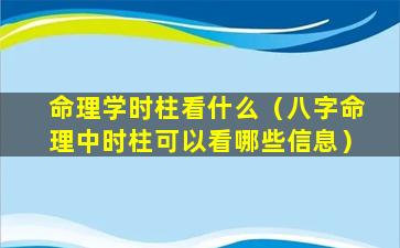 命理学时柱看什么（八字命理中时柱可以看哪些信息）