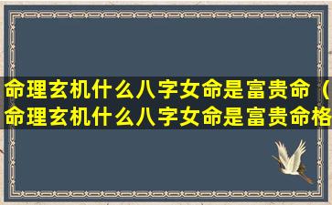 命理玄机什么八字女命是富贵命（命理玄机什么八字女命是富贵命格）