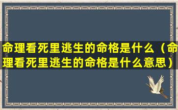 命理看死里逃生的命格是什么（命理看死里逃生的命格是什么意思）