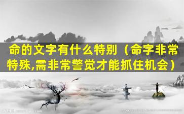 命的文字有什么特别（命字非常特殊,需非常警觉才能抓住机会）