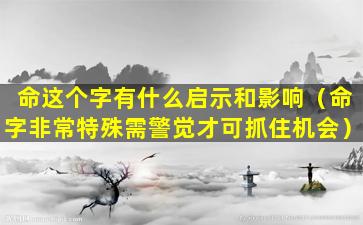 命这个字有什么启示和影响（命字非常特殊需警觉才可抓住机会）