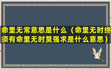 命里无常意思是什么（命里无时终须有命里无时莫强求是什么意思）