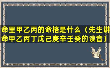 命里甲乙丙的命格是什么（先生讲命甲乙丙丁戊己庚辛壬癸的读音）