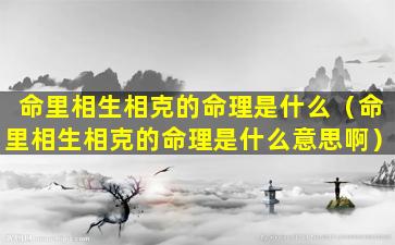 命里相生相克的命理是什么（命里相生相克的命理是什么意思啊）