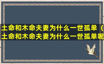 土命和木命夫妻为什么一世孤单（土命和木命夫妻为什么一世孤单呢）