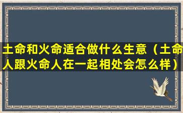 土命和火命适合做什么生意（土命人跟火命人在一起相处会怎么样）