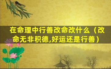 在命理中行善改命改什么（改命无非积德,好运还是行善）