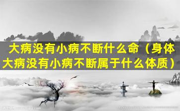 大病没有小病不断什么命（身体大病没有小病不断属于什么体质）