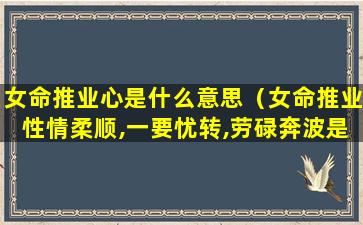 女命推业心是什么意思（女命推业性情柔顺,一要忧转,劳碌奔波是什么意思）