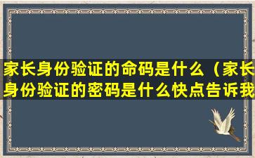 家长身份验证的命码是什么（家长身份验证的密码是什么快点告诉我）