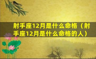 射手座12月是什么命格（射手座12月是什么命格的人）