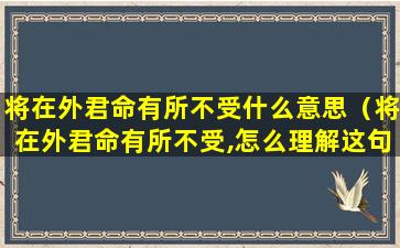 将在外君命有所不受什么意思（将在外君命有所不受,怎么理解这句话呢）