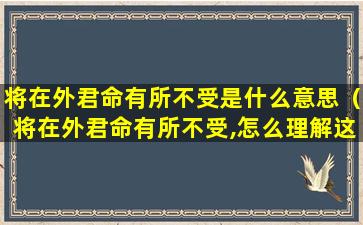 将在外君命有所不受是什么意思（将在外君命有所不受,怎么理解这句话呢）