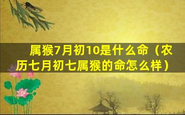 属猴7月初10是什么命（农历七月初七属猴的命怎么样）