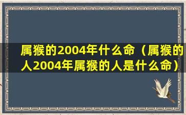 属猴的2004年什么命（属猴的人2004年属猴的人是什么命）