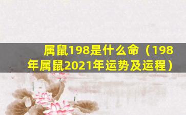 属鼠198是什么命（198年属鼠2021年运势及运程）